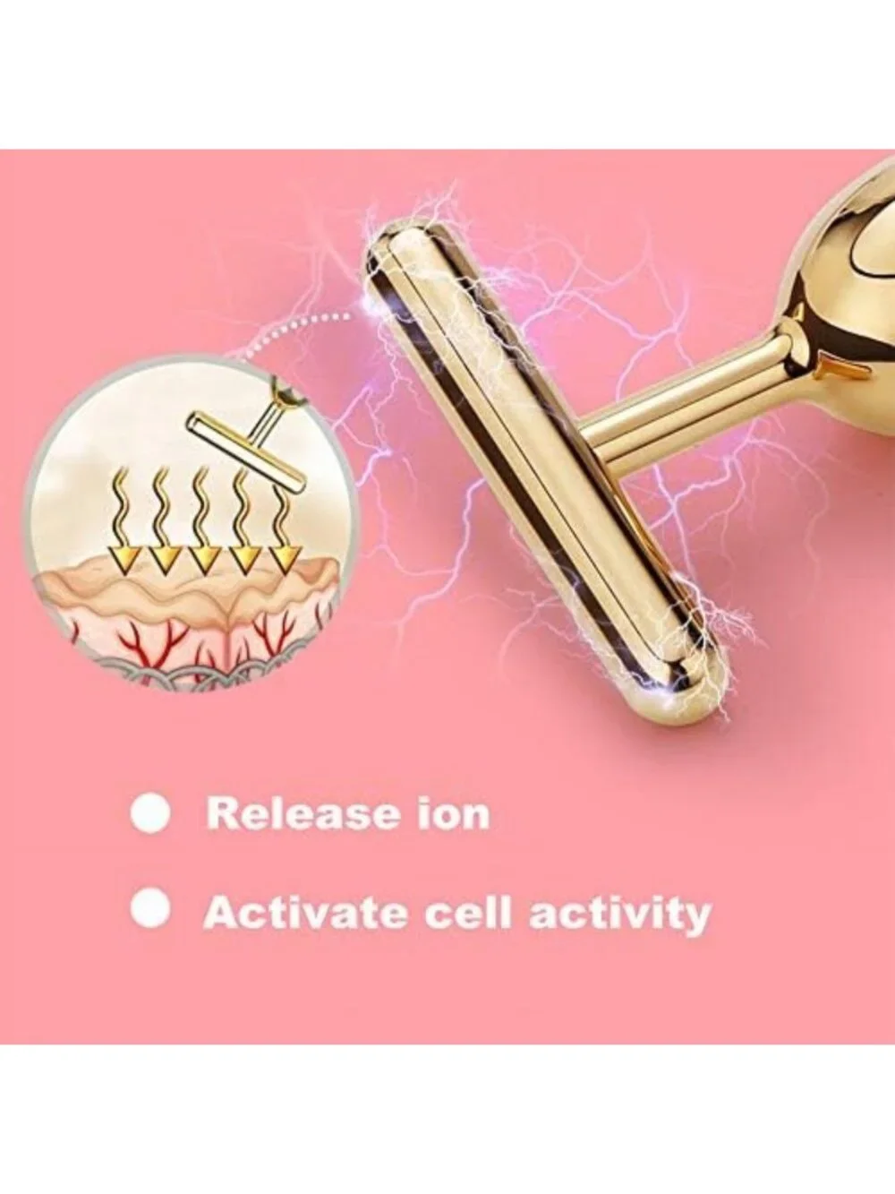 2-in-1 Golden Facial Massager & 3D Roller - Electric Skin Care Tool for Face